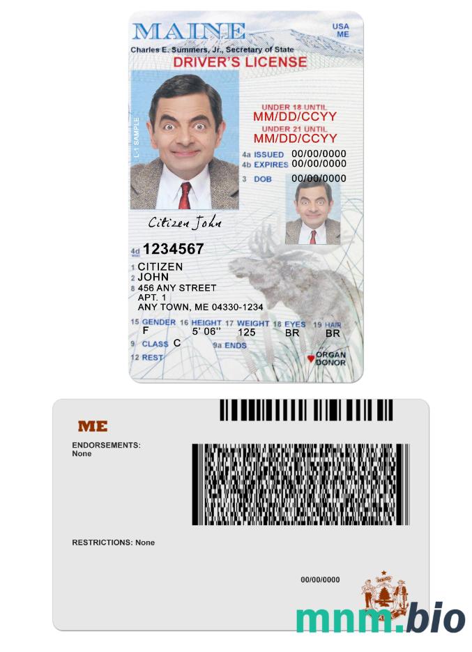 Prawo jazdy USA Maine do lat 21 w formacie PSD